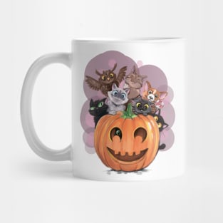 Happy Halloween Cute Animals and Pumpkin Mug